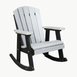 gray and black Children's Adirondack Rocking Chair at angle view