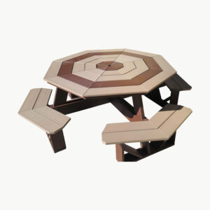 brown Octagon Picnic Table Bottom amish made table