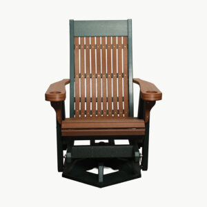 green and brown Single Traditional Swivel Glider chair facing the front